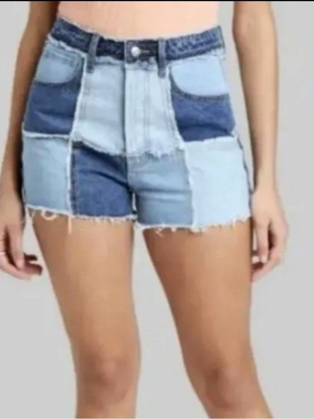 Wild Fable Highest Rise Frayed Patchwork Denim Shorts Size 4 - Picture 2 of 12